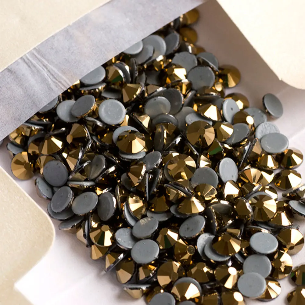 YANRUO-Cinta caliente de diamantes de imitación dorados, piedras de cristal y decoración para ropa, Aurum, SS16-SS30, 2058HF