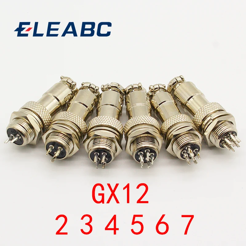 1pcs GX12 2 3 4 5 6 7 Pin Male & Female 12mm Wire Panel Connector Aviation Plug L91 GX12 Circular Connector Socket Plug