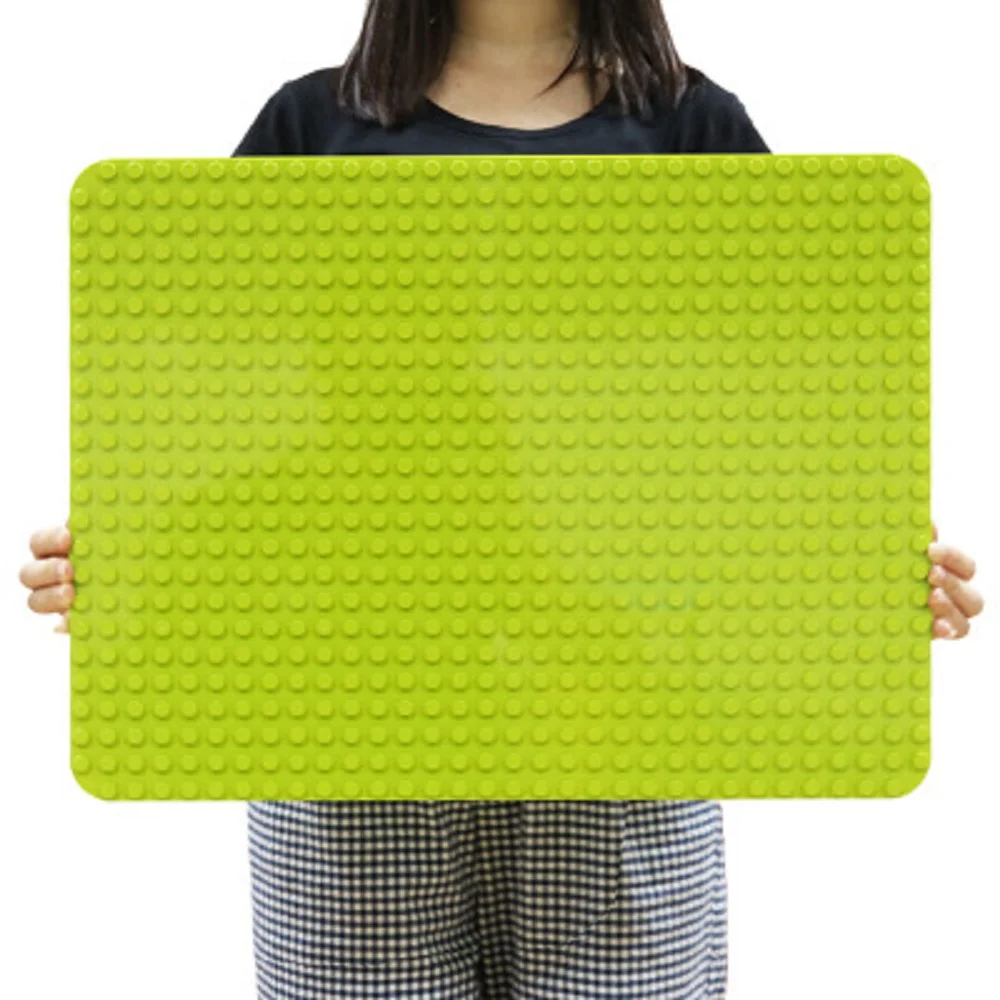 768 Dots Big Bricks Base Plate 16*32 Dots 51*25.5cm Baseplate Big Size Building Blocks Floor Toys DIY Compatible Green Board