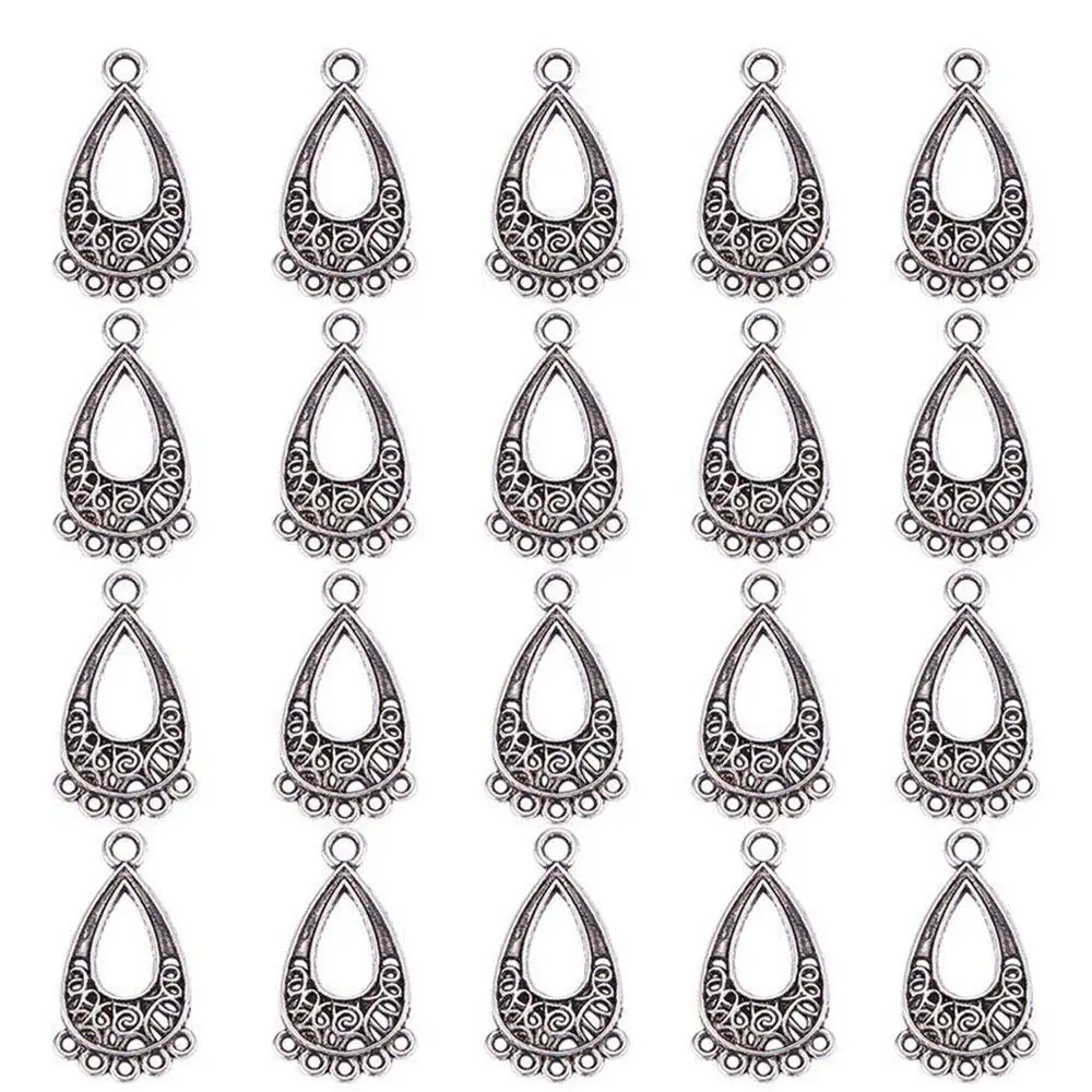 Tibetan Style Drop Shape Antique Silver Color Chandelier Component Links for Necklace Earrings DIY Jewelry Making Accessories