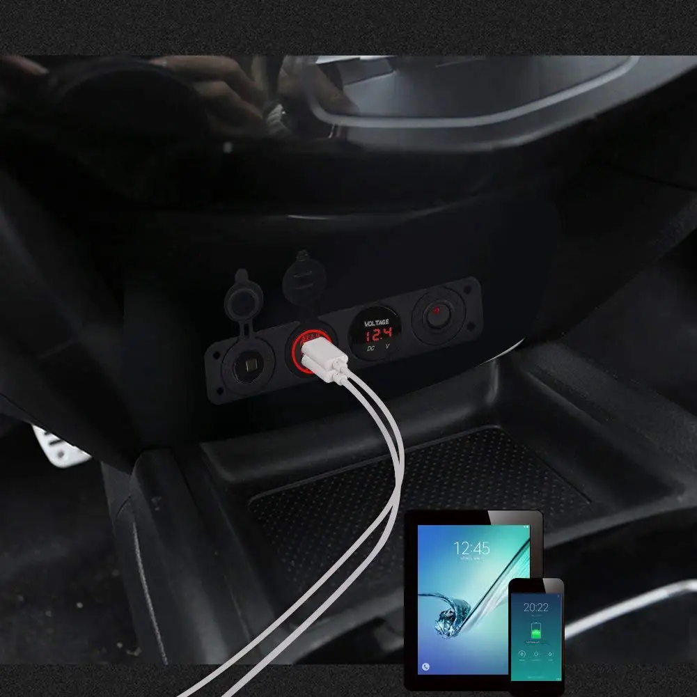 FAI DA TE 4 Pannello Foro 4.2A dual usb charger sigaretta Interruttore A Bilanciere Voltmetro Per Auto CAMPER Rimorchio della Barca Veicoli Camion yacht