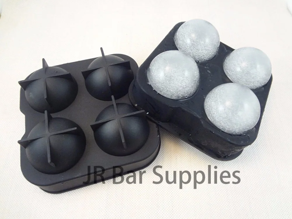 Stampo per creatore di palline di ghiaccio-vassoio per ghiaccio in Silicone flessibile nero-stampi sfere rotonde per palline di ghiaccio 4X4.5cm