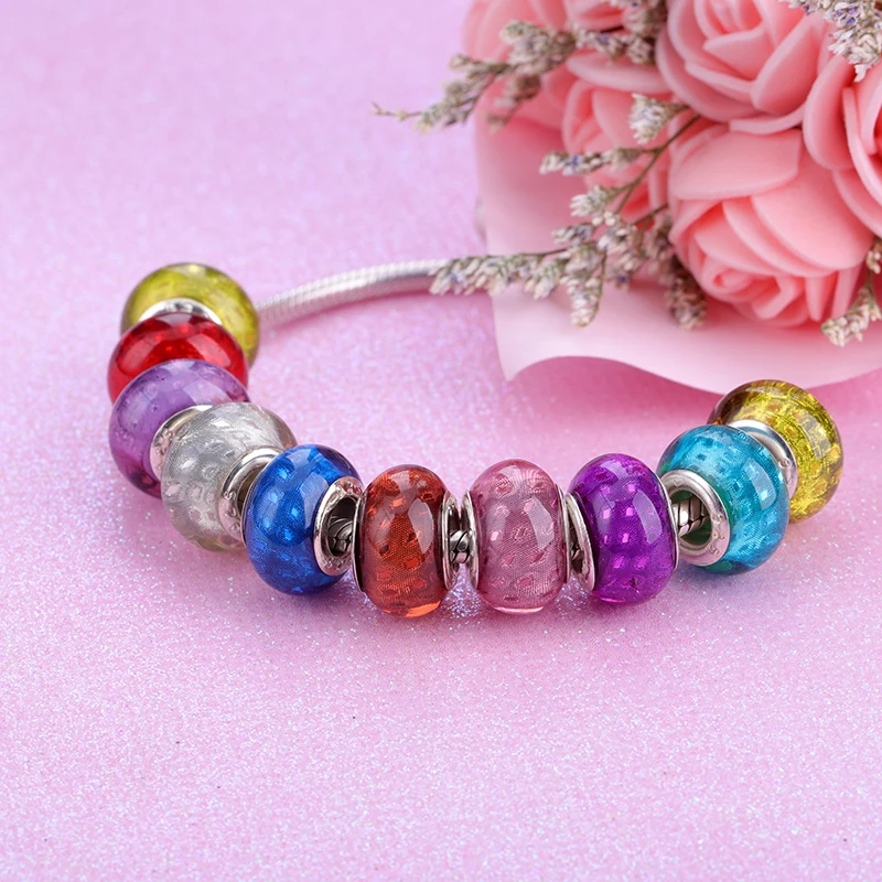 Nouveau Européen Coloré Au Chalumeau Perles de Verre Murano En Plastique Aolly Charme Pour Fille Bracelets À FAIRE SOI-MÊME Bracelets Femmes Bijoux Livraison Directe