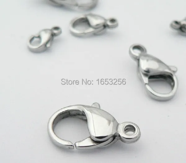 Lot 100pcs 15mm Stainless Steel Lobster Clasps & Hooks Jewelry Findings  Accessories High Polished