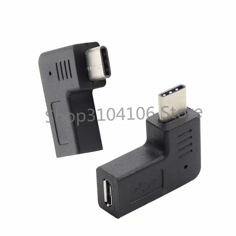 USB-C Tipo-C 3.1 Maschio a Micro USB 2.0 Adattatore dati femmina a 5 pin Design a gomito con connettore accoppiatore ad angolo di 90 gradi