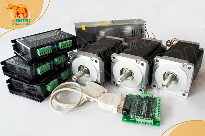 Good Price! CNC Wantai 3 Axis Nema34 stepper Motor Dual Shaft 85BYGH450C-012B 1600oz-in+Driver DQ860MA 7.8A 80V 256Micro