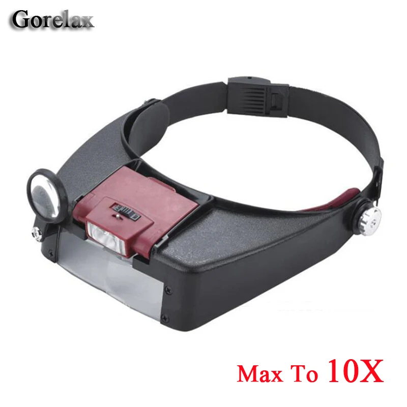 Headband Magnifier Glasses, 1.5x 3X 8.5x 10x Eyewear Magnifying Glasses with 2 LED Lights Lamp Head Magnifier Loupe For Repairs