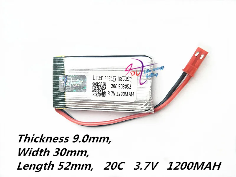 JSE-2P 903052 3.7V 1200mAH Lipo Battery For Remote control helicopter Li-po battery 903052 3.7V 20C discharge SM black plugs