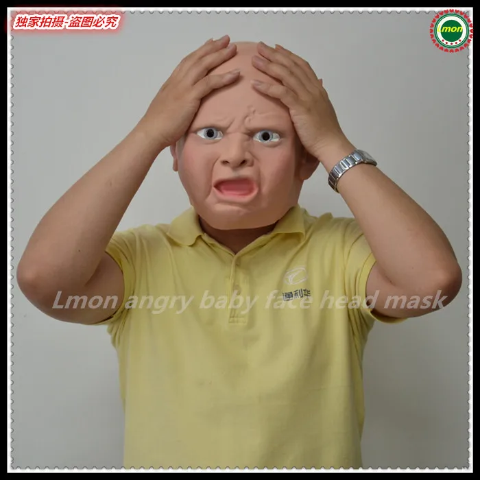 2015 New Halloween Party Angry Baby Mask Lovely Baby Full Head Latex Mask christmas cosplay funny full head mask Dropshipping