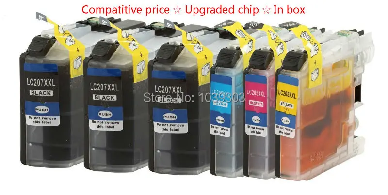 

6PK ink cartridge Compatible For Brother LC207 LC205 For Brother MFC-J4320DW J4420DW J4620DW J5520DW J5620DW J5720DW