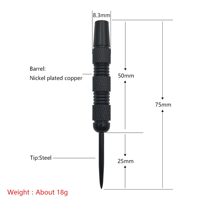 Yernea New Dart Needle 3Pcs High-quality Steel Pointed Darts Needle Black Nickel Plated Iron 18g Standard Dart Accessories