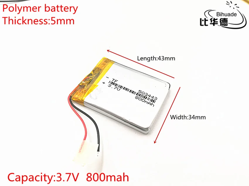 

5 шт./лот 3,7 в 800 мАч 503443 литий-полимерный литий-ионный аккумулятор для Mp3 MP4 MP5 Игрушечный мобильный bluetooth