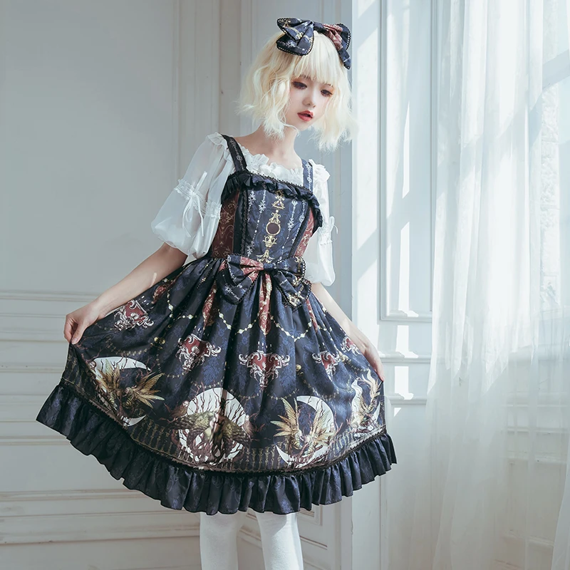 

2019 New Lolita Dress JSK Only Strap Dress Original Design Retro Royal Court 3D Printing Lolita Dress