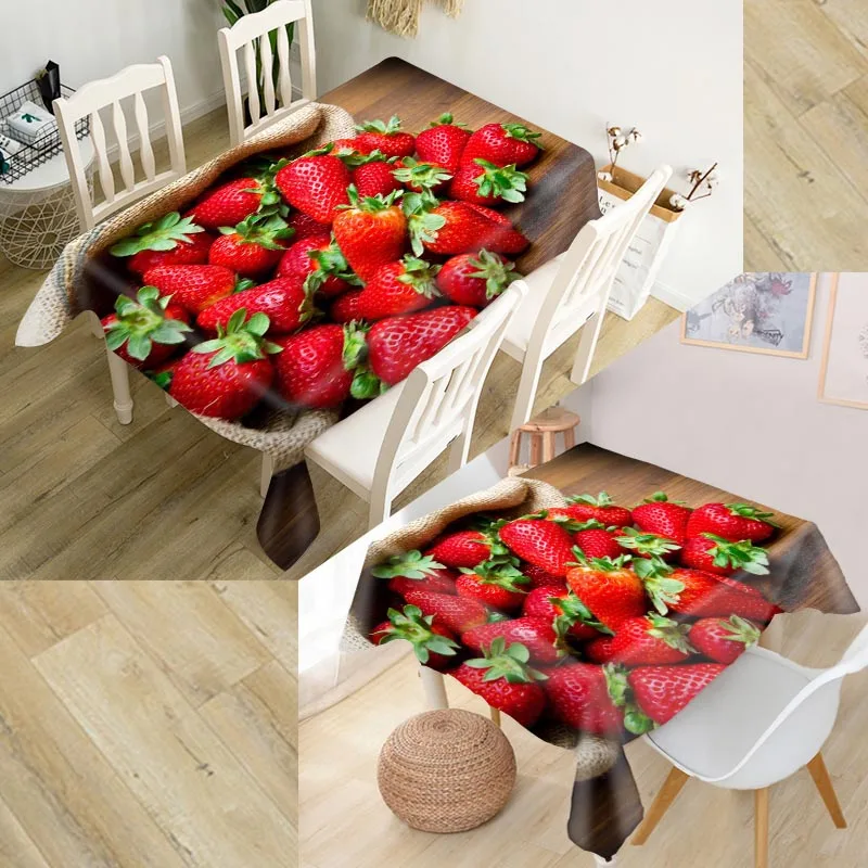 Strawberry TV Tablecloth Waterproof Oxford Fabric Square/Rectangular Tablecloth For Wedding Table Cloth Cover 140X250cm,90X90cm