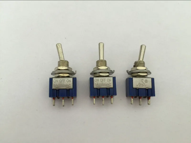 5PCS Mini 6A 125VAC SPDT MTS-103 3-Pin ON-OFF-ON Toggle Switches Practic