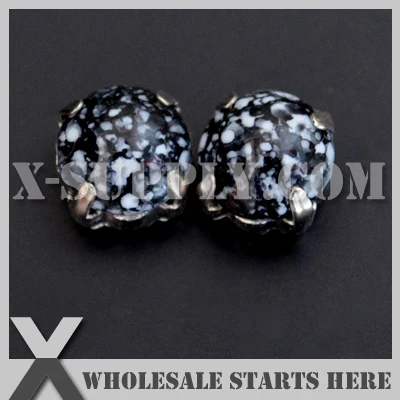 

8mm Mounted Cabochon Painted Round YSA1 Acrylic Rhinestone in Silver NICKEL Sew on Setting for Shoe,Garment