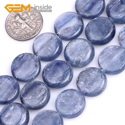 12mm 14mm16mm Wholesale GEM-inside Natural Kyanite Coin Flat Shape Beads For Jewelry Making DIY Gifts One Strand 15