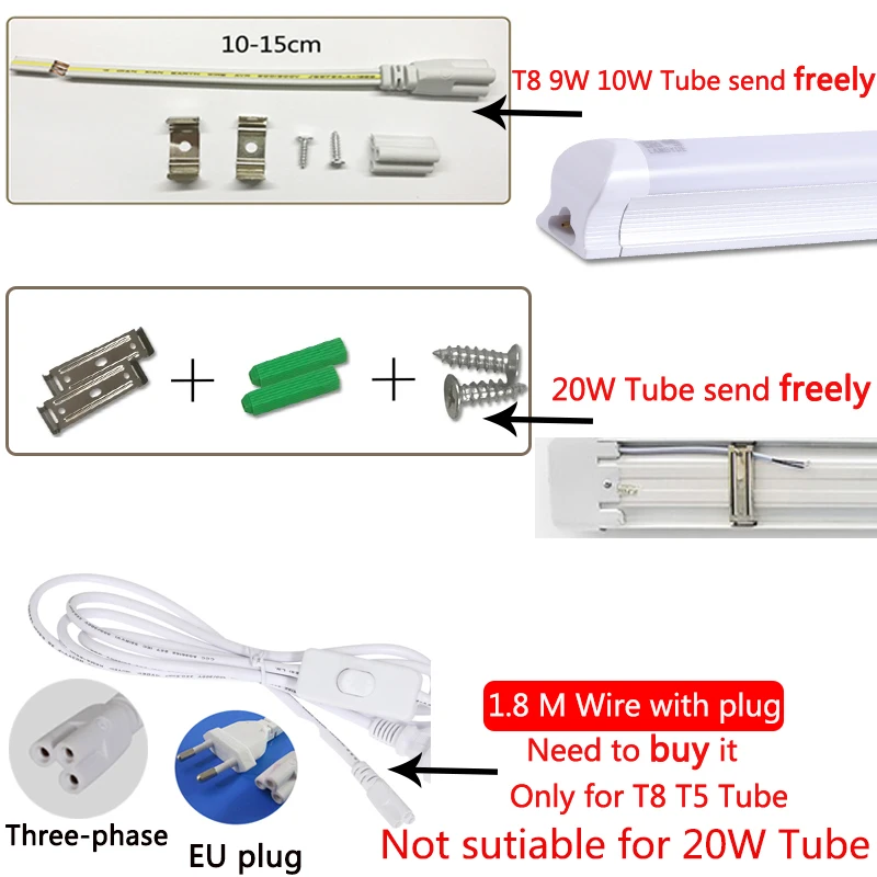 Super Bright 20W Led Tube Light 220V Tube T5 Led 60cm Wall Lamp Bulb Light Lampara Tobe lampa 2FT Home Cabinet