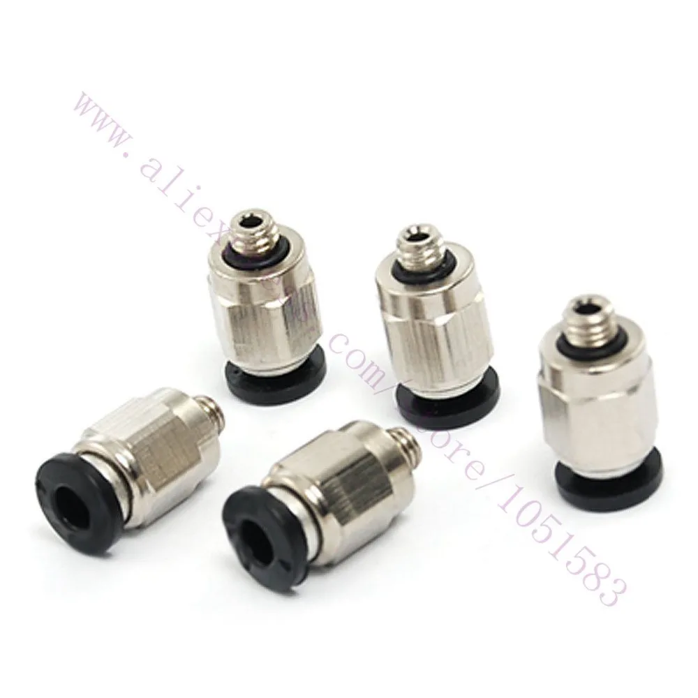 5PcsชายPush Fitติดตั้งPneumatic Straight PC4-M6 สำหรับ 1.75 มม.,PC6-M6 สำหรับ 3Mm,3Dเครื่องพิมพ์MK8 Extruder PTFE Tube Quick Coupler