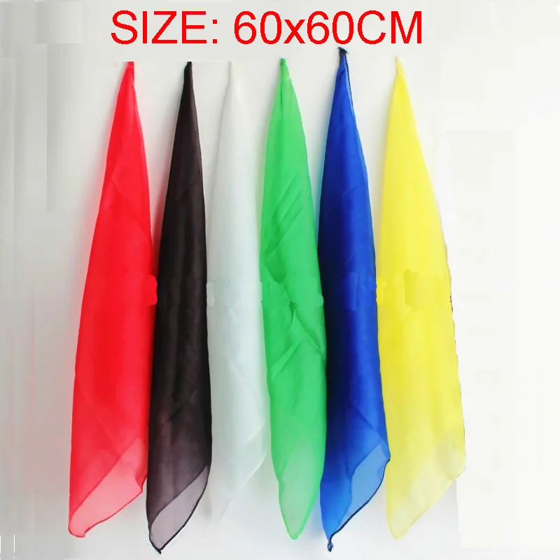 

6pcs/lot 60*60cm Magic Silk Change Color Silk Scarf Multicolor ultra-thin Scarves Magic Tricks for Stage Close Up Magic Props