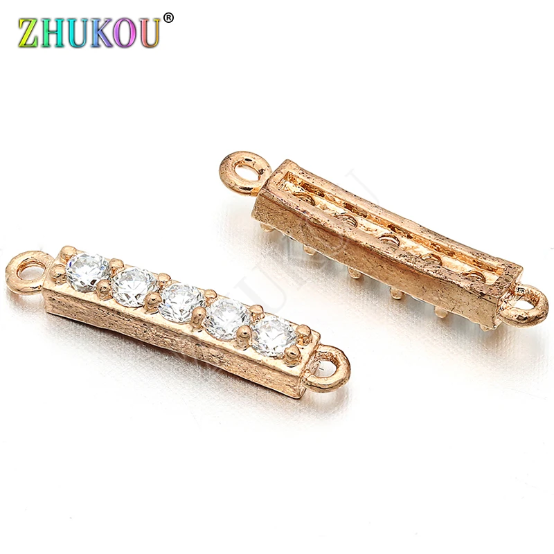 3*16mm Latão Cubic Zirconia Coluna Conectores DIY Jóias Fazer Colar Pulseira, Buraco: 0.8mm, Modelo: VS36