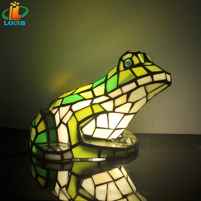 New European Frog Night Light Bedroom Study Bar Glass Green Insect Lighting Fashion Art Tiffanylamps Children\'s Sleep Bed Light