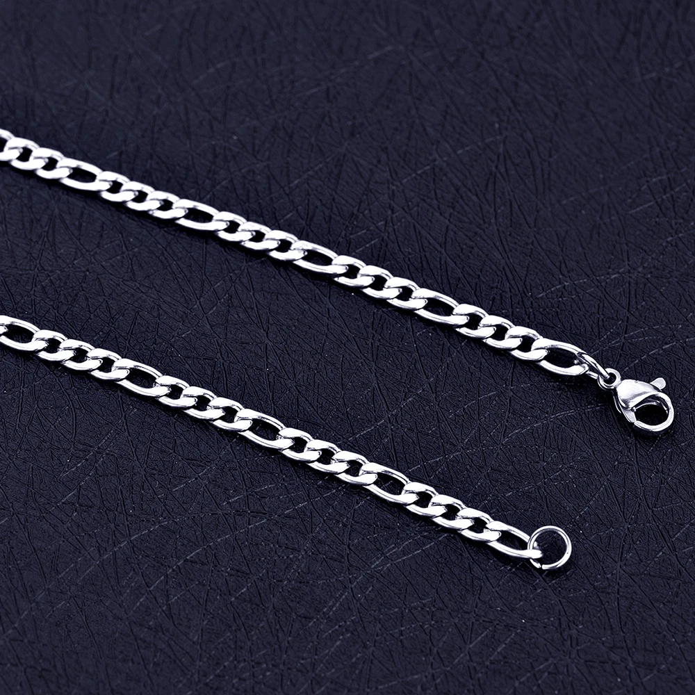 Cheap Stainless Steel 4MM 3:1 Long Figaro Chain Necklace Fashion Men\'s Party Jewelry Length 50/55/60/70CM drop shipping