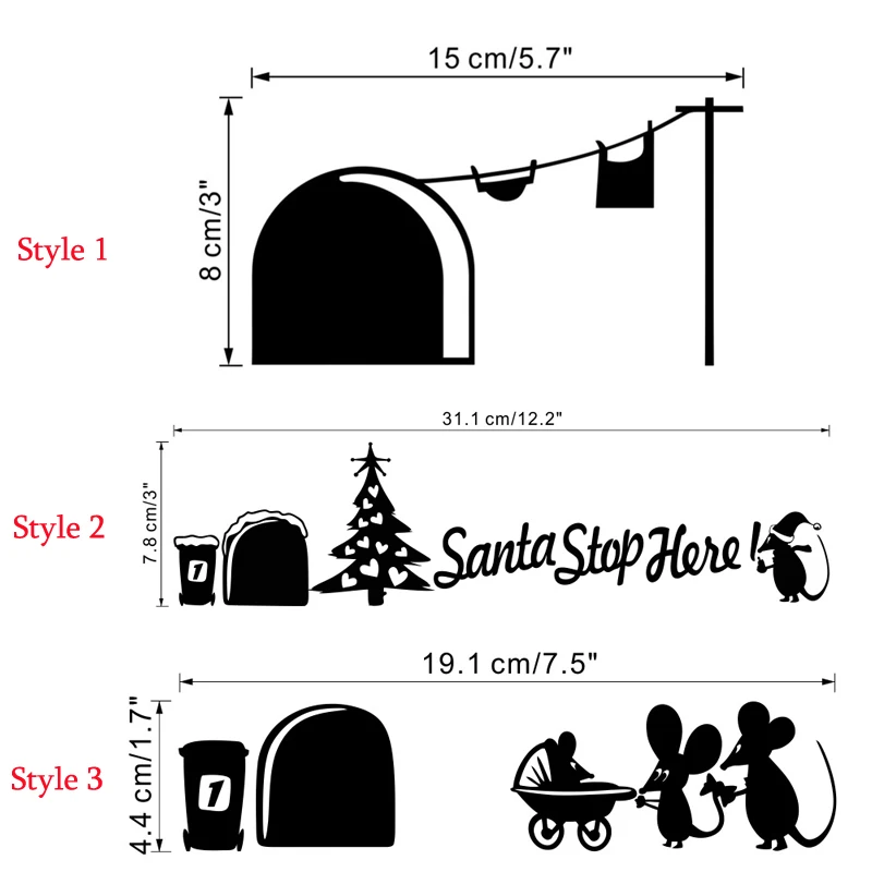 Funny Mouse Hole Wall Stickers Cartoon Rat Hole Removable Mural Christmas Home Decor Bedroom Living Room Decoration Decals