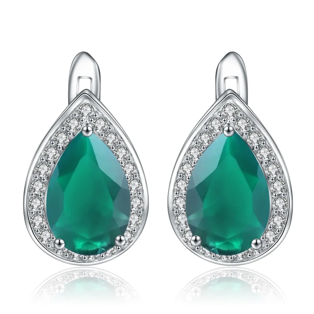 GEM'S BALLET Natural Green Agate Water Drop Gemstone Earrings 925 Sterling Silver Classic Stud Earrings for Women Fine Jewelry