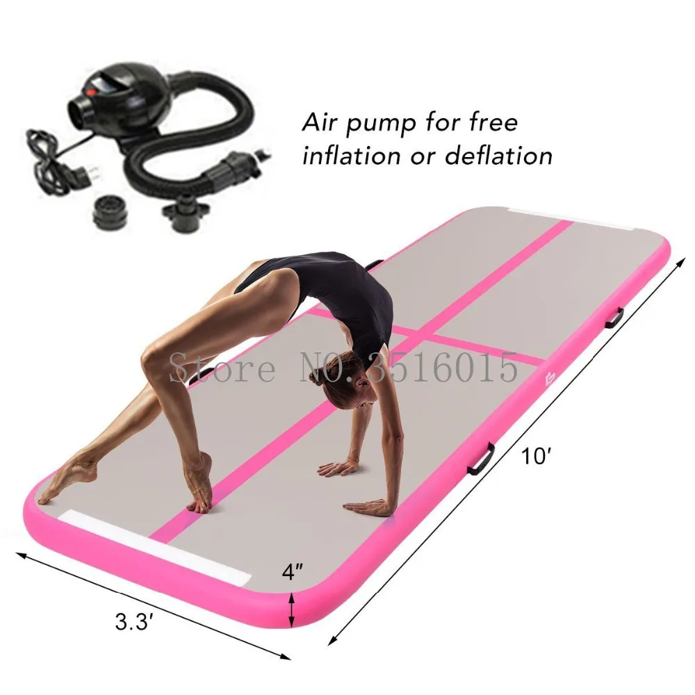 

Air Floor Portable Inflatable Tumbling Track for Indoor and Outdoor Air Track Tumbling Mat (10' x 3.3' x 4") With Electric Pump