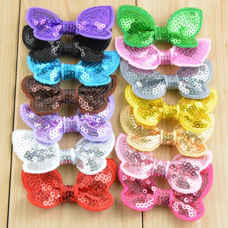 100 pcs/lot Sequin Bow Buttefly Wholesale Sequin Bows YOU PICK Colors