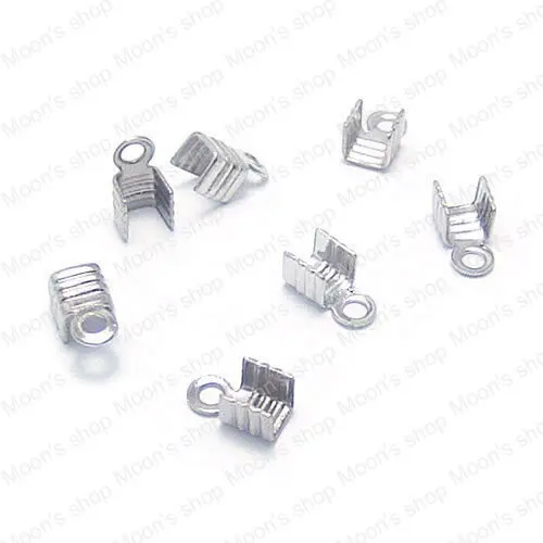 Wholesale 3.5mm Imitation Rhodium Iron Clamp Ribbon Cord Clips Diy Findings Accessories 100 pieces(JM2930)