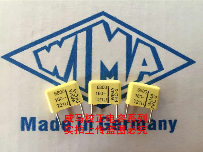 

2020 hot sale 10pcs/20pcs German capacitor WIMA FKC3 160V 0.0068UF 6800PF 682 6N8 P: 10mm Audio capacitor free shipping