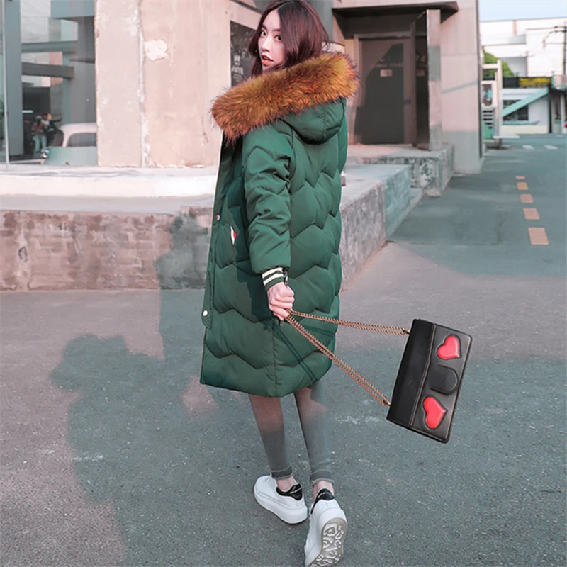 Female M-2XL 2020 Winter New Slim Cotton Coat Long Loose Large Size Hooded Cotton Coat Fashion Warm Women Winter Jacket