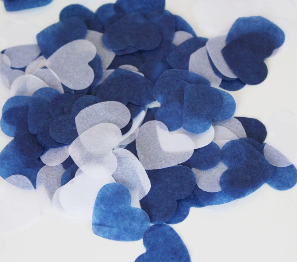 2.5cm Navy Blue White Heart Wedding Confetti Party table decorations biodegradable Tissue Paper