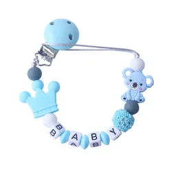 Koala ซิลิโคนเด็กทารก Pacifier คลิปส่วนบุคคลชื่อ Pacifier สำหรับทารก Teething Soother Chew ของเล่น Dummy Clips