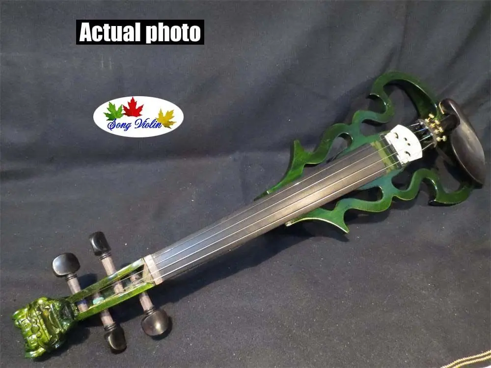 Green SONG Brand carved dragon scroll 4/5 strings 4/4 electric violin,solid wood