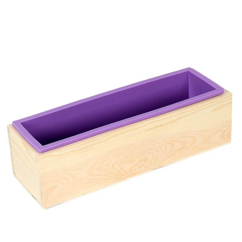 1200g Rectangular Soap Mold Handmade Loaf Mould Silicone Liner with Wood Box DIY Cold Process Soap Making Supplies