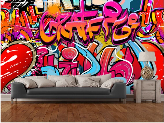 

Custom 3D personality wallpaper, hip hop graffiti murals for the living room bedroom TV background wall waterproof wallpaper