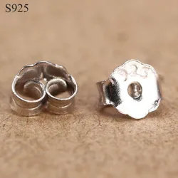 Genuine Real Pure Solid 925 Sterling Silver Earring Backs Gold Safety Stopper Jewelry Accessories DIY Parts Ear Plugging