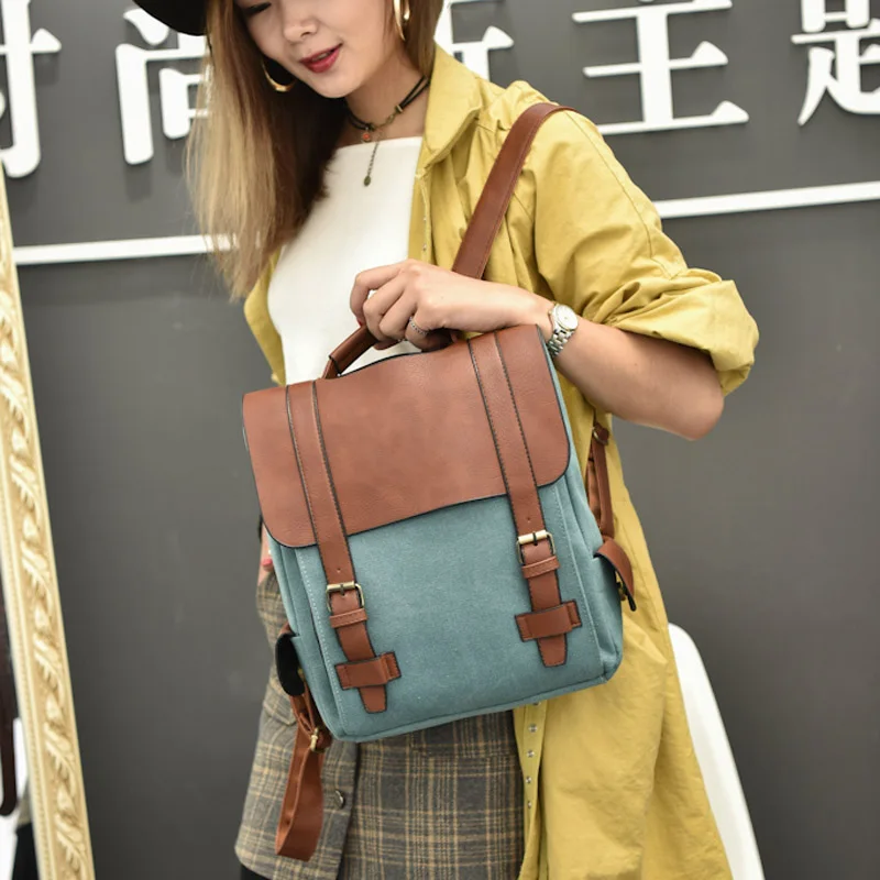 Vintage Women Canvas Backpacks For Teenage Girls School Bags Large High Quality Patchwork Backpack Escolares