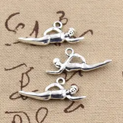 20pcs Charms Swimming Swimmer Sporter 29x11mm Antique Silver Color Pendants Making DIY Handmade Tibetan Silver Color Jewelry