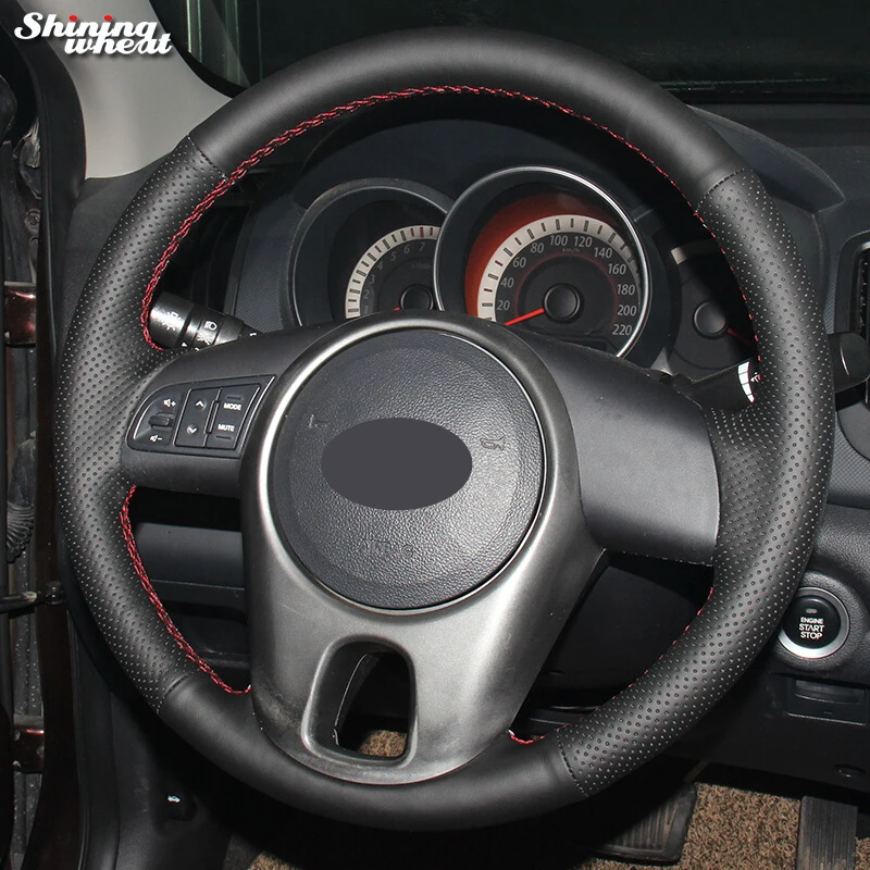 Shining wheat Black Genuine Leather Steering Wheel Cover for Kia Forte Kia Soul Kia Rio 2009-2011