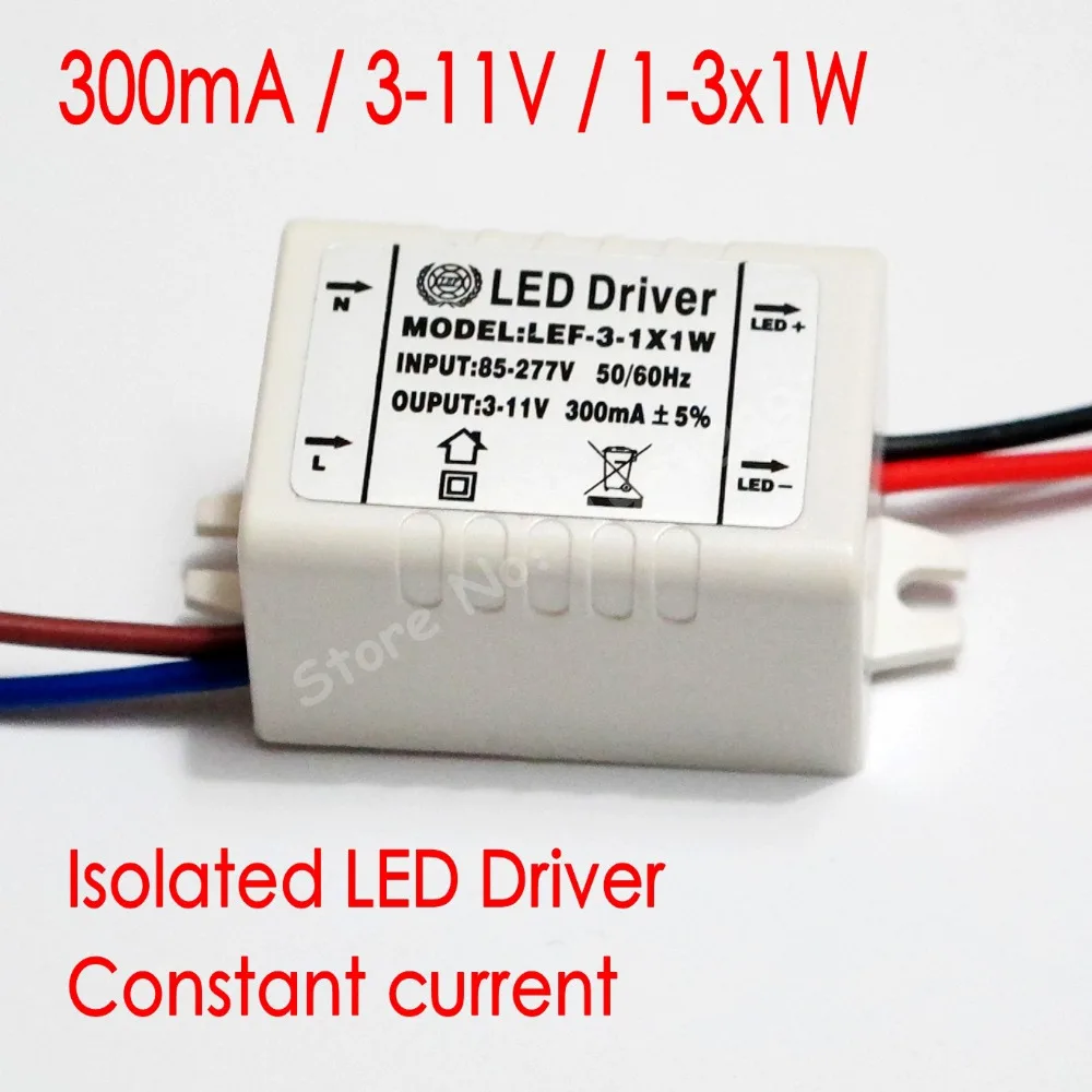 Hihg Quality Isolated 300mA 1-3x1W Led Driver 1W/2w/3W Power Supply DC 3V - 11V AC 110V 220V 277V for LED lights