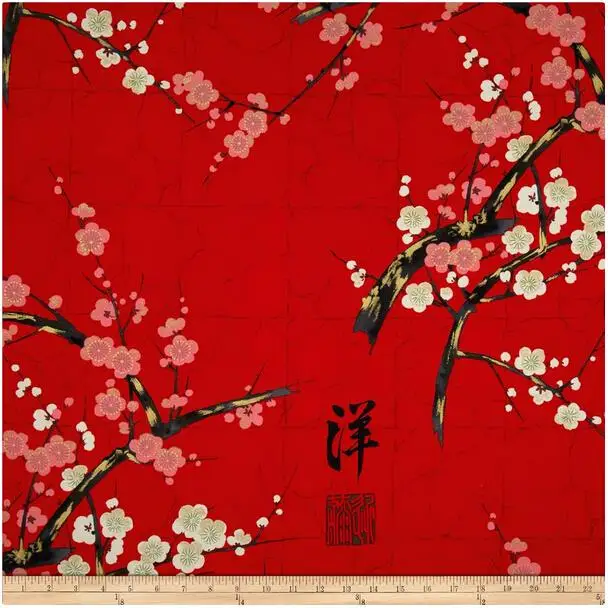 

LEO&LIN DIY Three Color Restoring Painting Plum Blossoms Cotton Cloth Printing Dyeing Patchwork Cotton Fabric Tissus 50cm