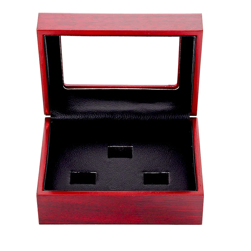 

Championship Rings 3 holes Wooden Box Display Jewelry Red Box