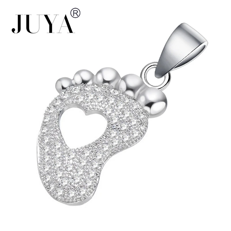 JUYA Cubic Zirconia Bicycle Baby Foot Charms Pendants DIY Handmade Jewelry Findings Accessories For Necklace Bracelet Making