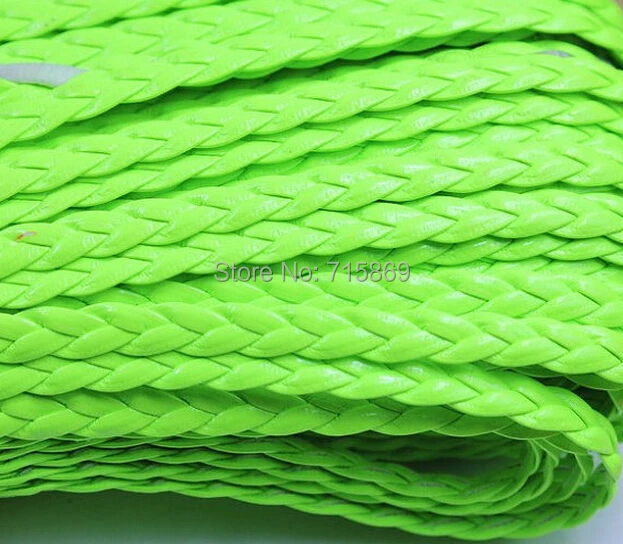 Free Ship 100Meters 5mm Light Green Braid Faux leather Cord synthetic leather Cord