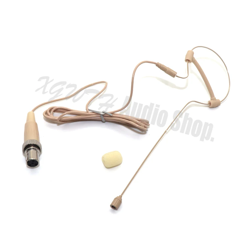 Beige Single Ear Omnidirectional Headset Microphone For MiPro Wireless System Mini XLR 4Pin lock  Condenser Head Headworn Mic