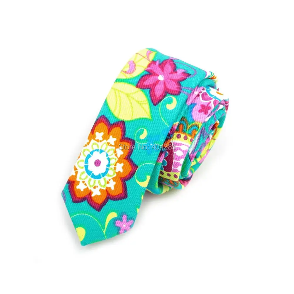 HOOYI 2019 New Fashion Star Slim Cotton Ties for men Narrow Print Tie 5cm width